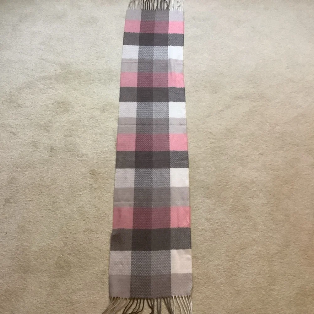 London Fog Cashmink Pink and Cream Scarf Made in Germany - Picture 7 of 12